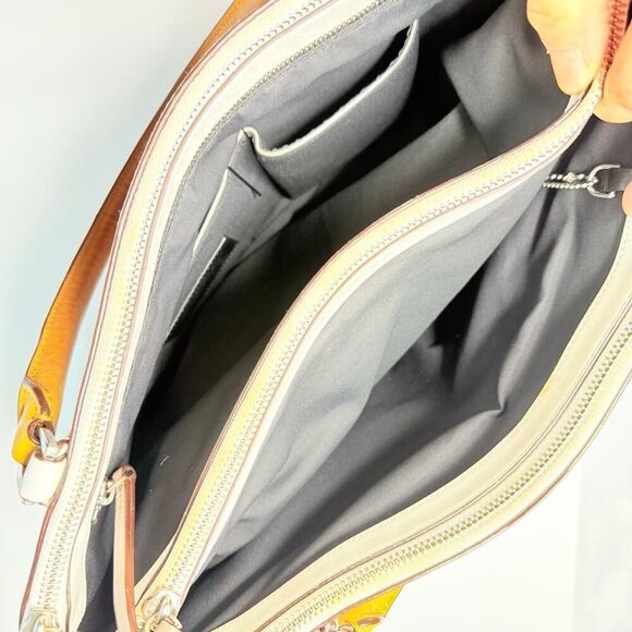 Coach 32502 Borough Bag in Two-Tone Leather Gray White Handbag Purse Briefcase - Picture 8 of 15